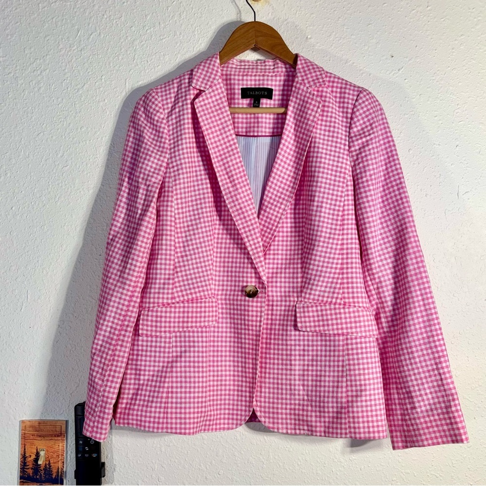 Talbots Pink Gingham Blazer